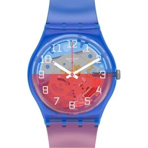 nwot Swatch verre-toi Blue Red Transparent Watch rare sold out